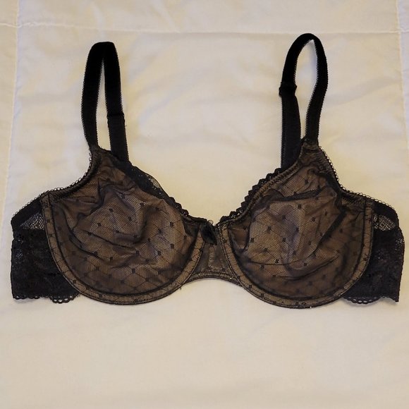 Wacoal lacy black underwire bra with tan lining sz: 36B - Picture 5 of 5